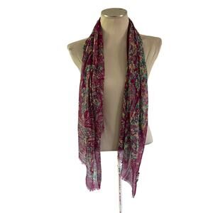 Etro Milan Pink Floral 100% Silk Rectangle Scarf Boho